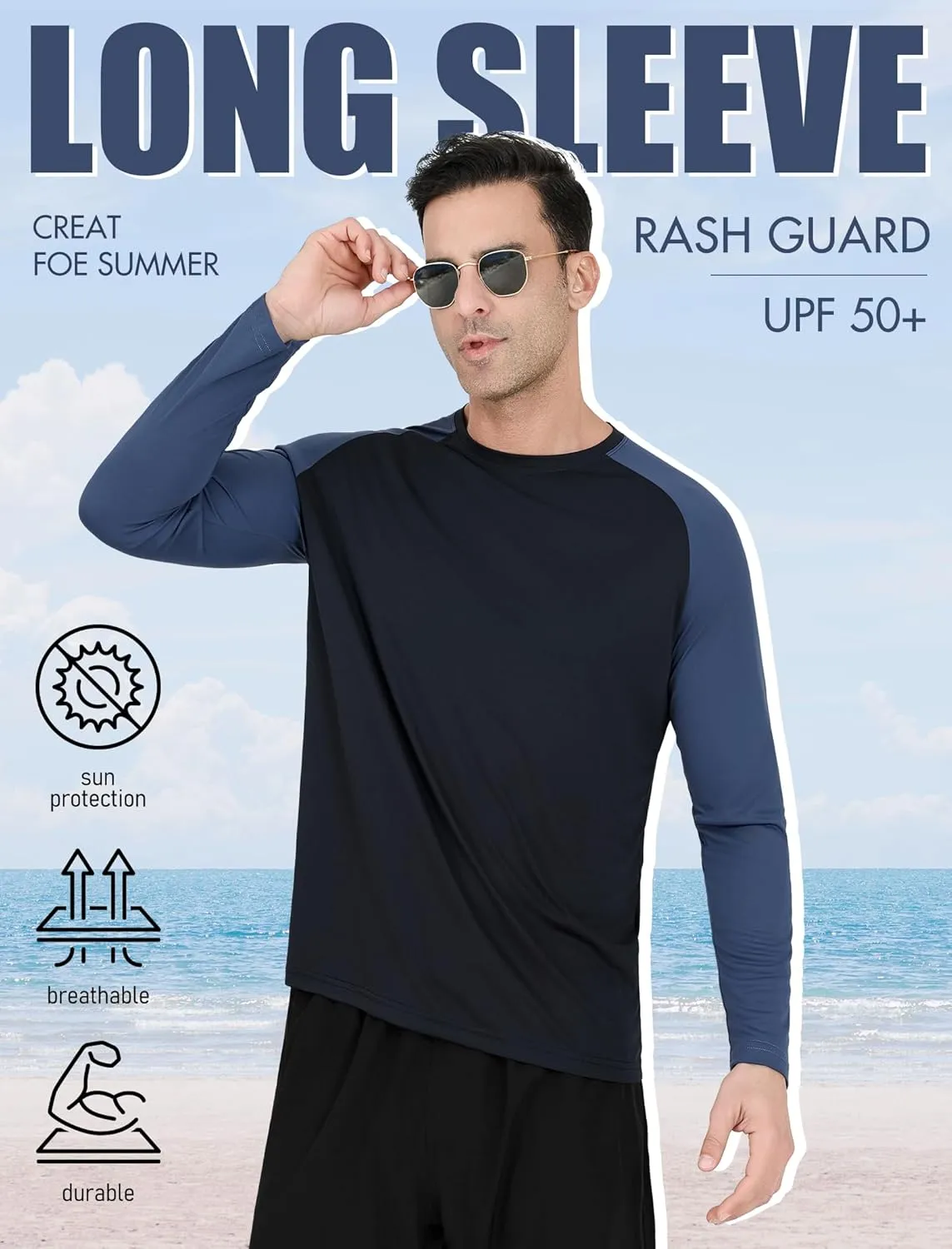 5 Pack Men's Swim Shirts Rash Guard UPF 50  Sun Protection Fishing Shirts Quick Dry UV SPF Long Sleeve Loose Fit