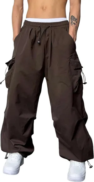 Alalaso Mens Baggy Cargo Pants Parachute Pants Causal Loose Fit Joggers Trendy Harem Pants Hip Hop Streetwear with Pockets