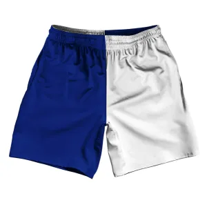 Blue Royal And White Quad Color Athletic Running Fitness Exercise Shorts 7" Inseam Shorts Made In USA