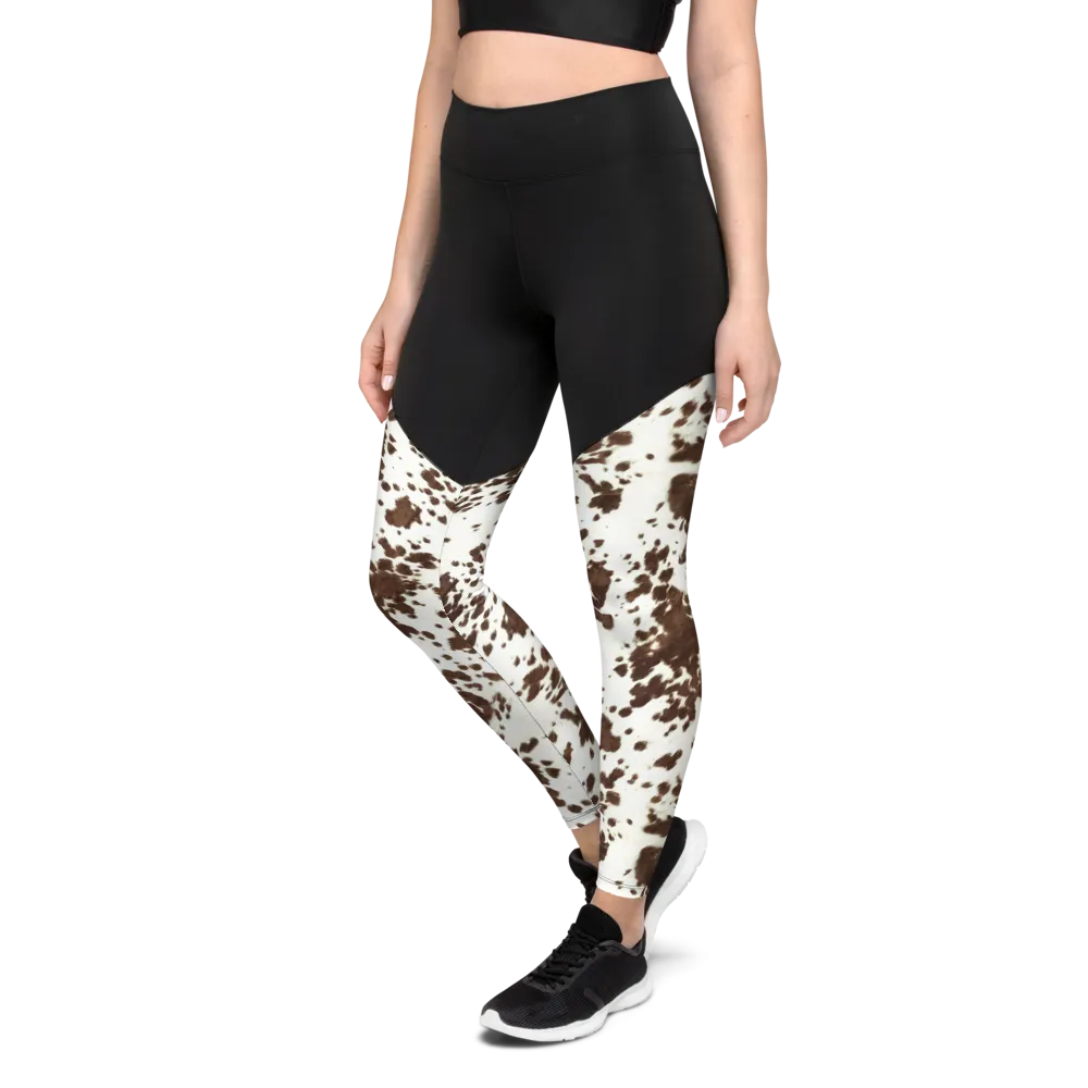 Brown Cowhide Sports Leggings