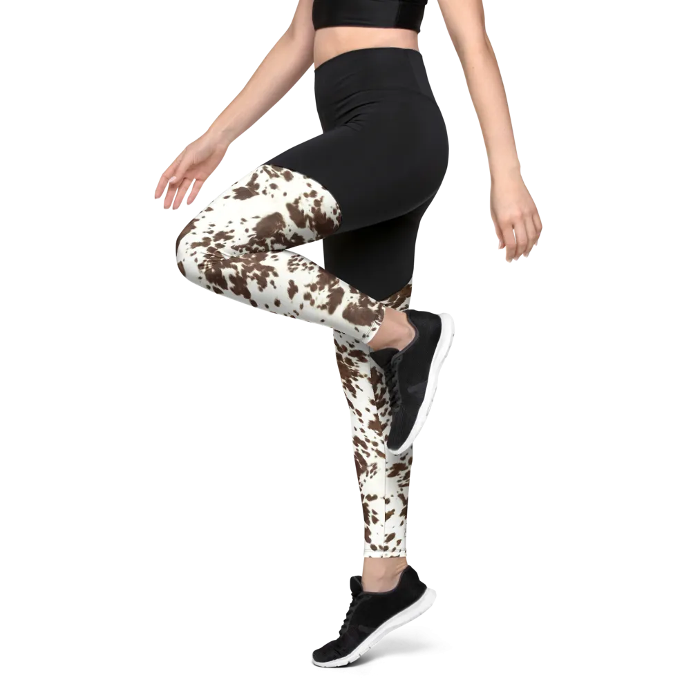 Brown Cowhide Sports Leggings