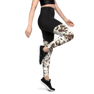 Brown Cowhide Sports Leggings
