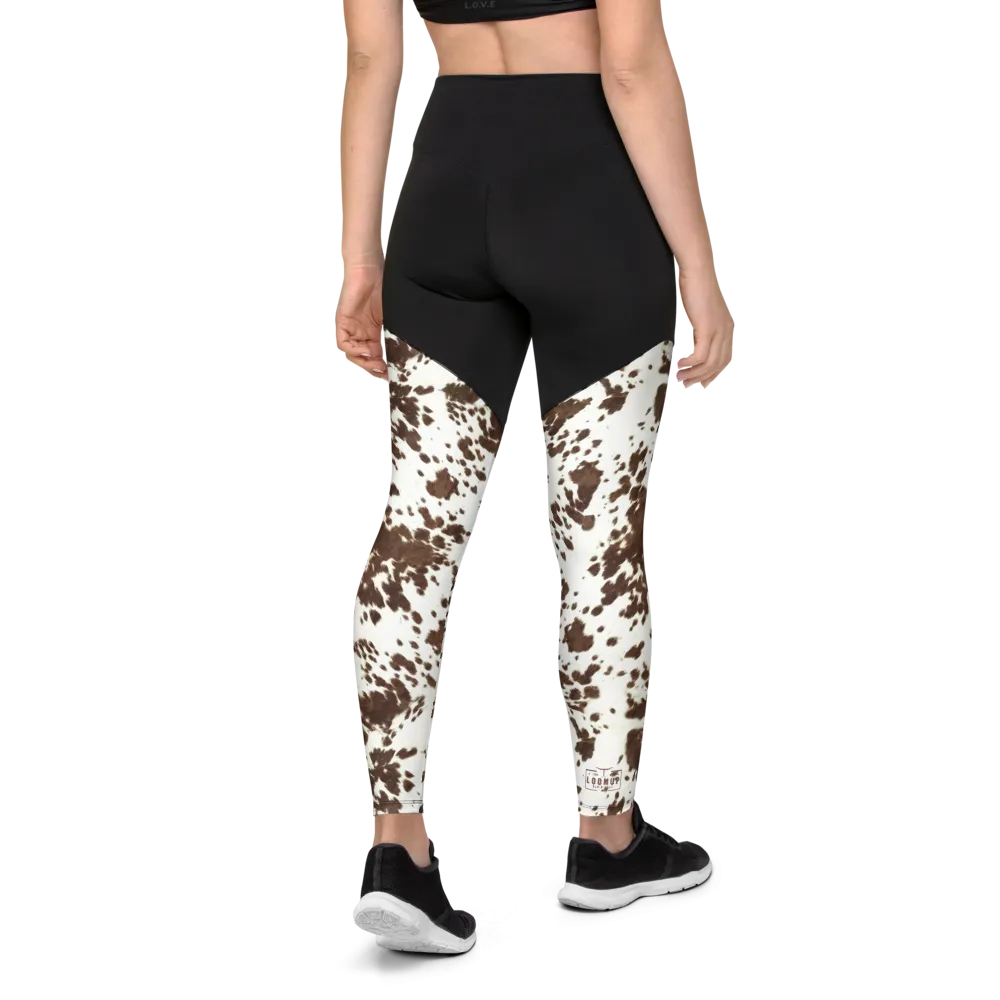 Brown Cowhide Sports Leggings