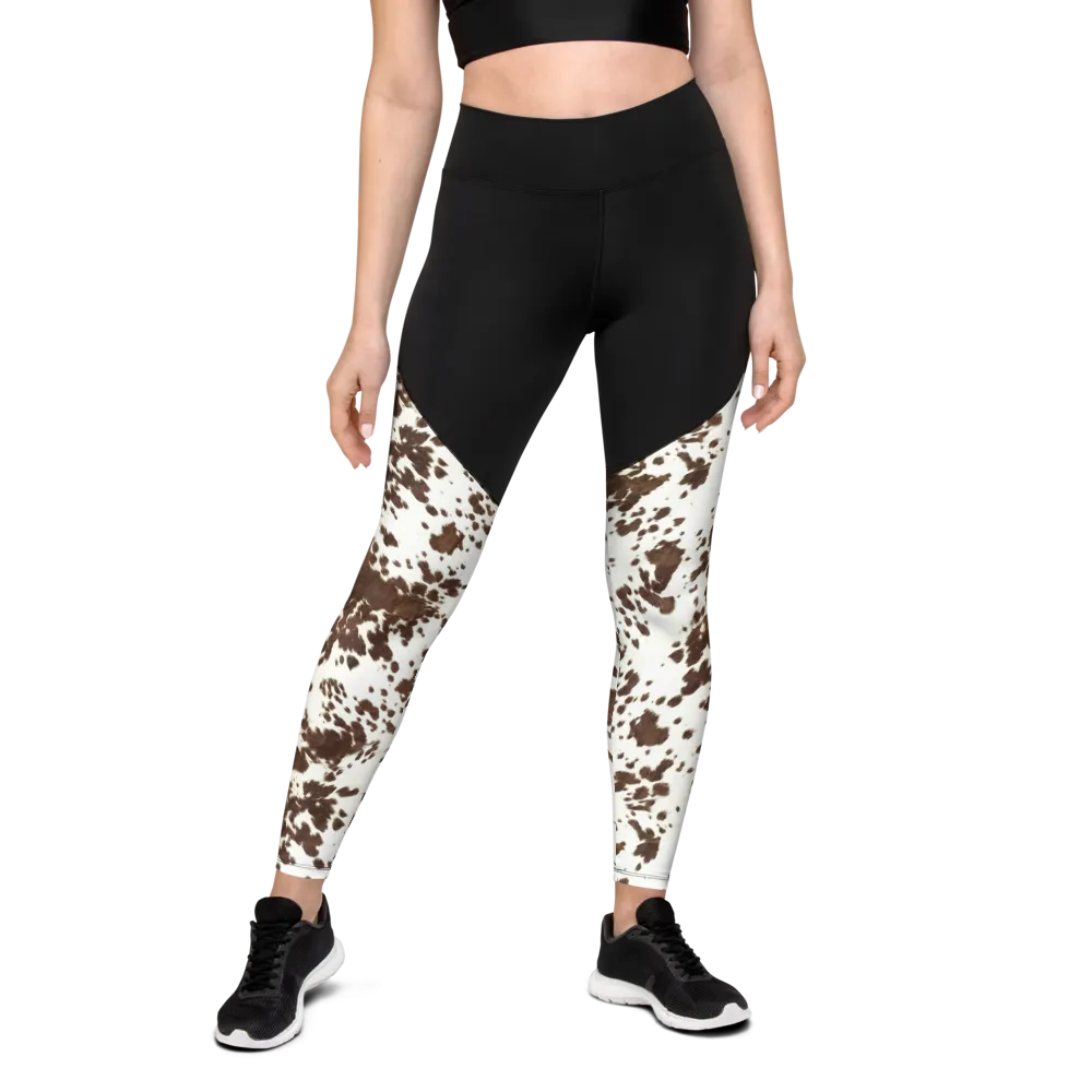 Brown Cowhide Sports Leggings