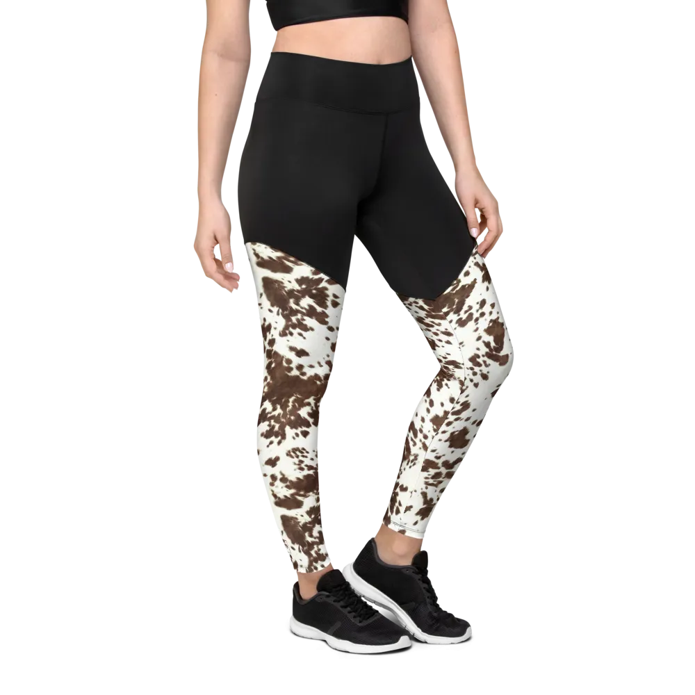 Brown Cowhide Sports Leggings