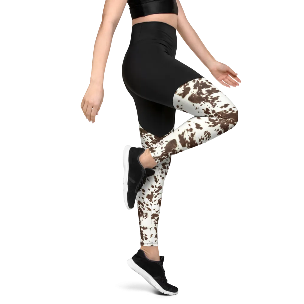Brown Cowhide Sports Leggings