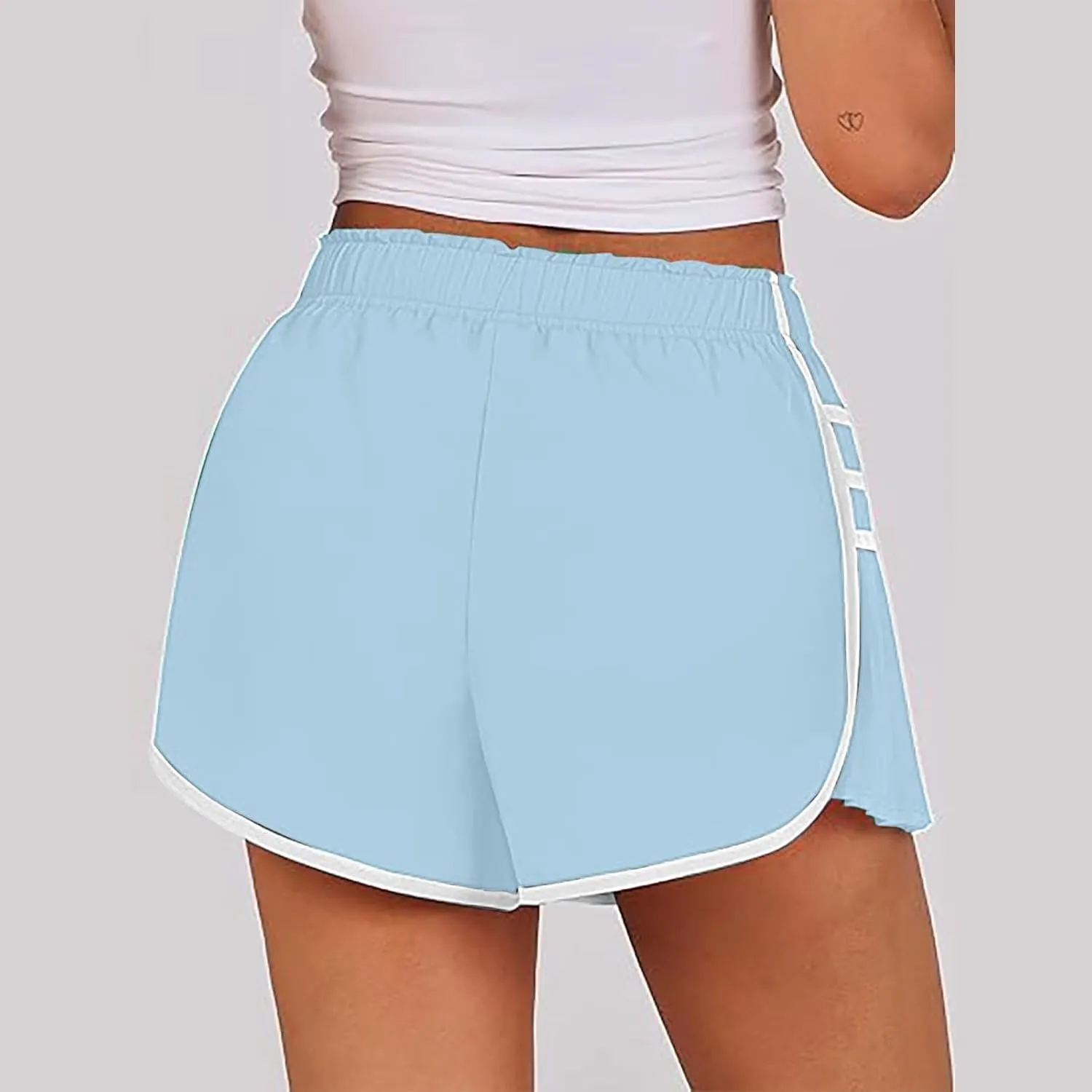Casual Elastic High Waisted Wide Leg Shorts Summer Quick Dry Baggy Hem Skirt Shorts for Outdoor Athletic Running Sports