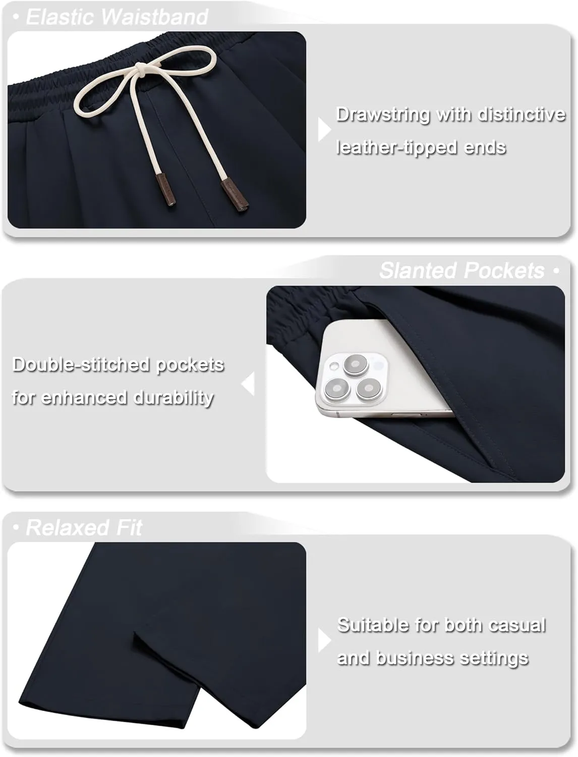 COOFANDY Men's Casual Chino Pants Relaxed Fit Drawstring Elastic Waist Lightweight Pant Twill Pleated Trousers