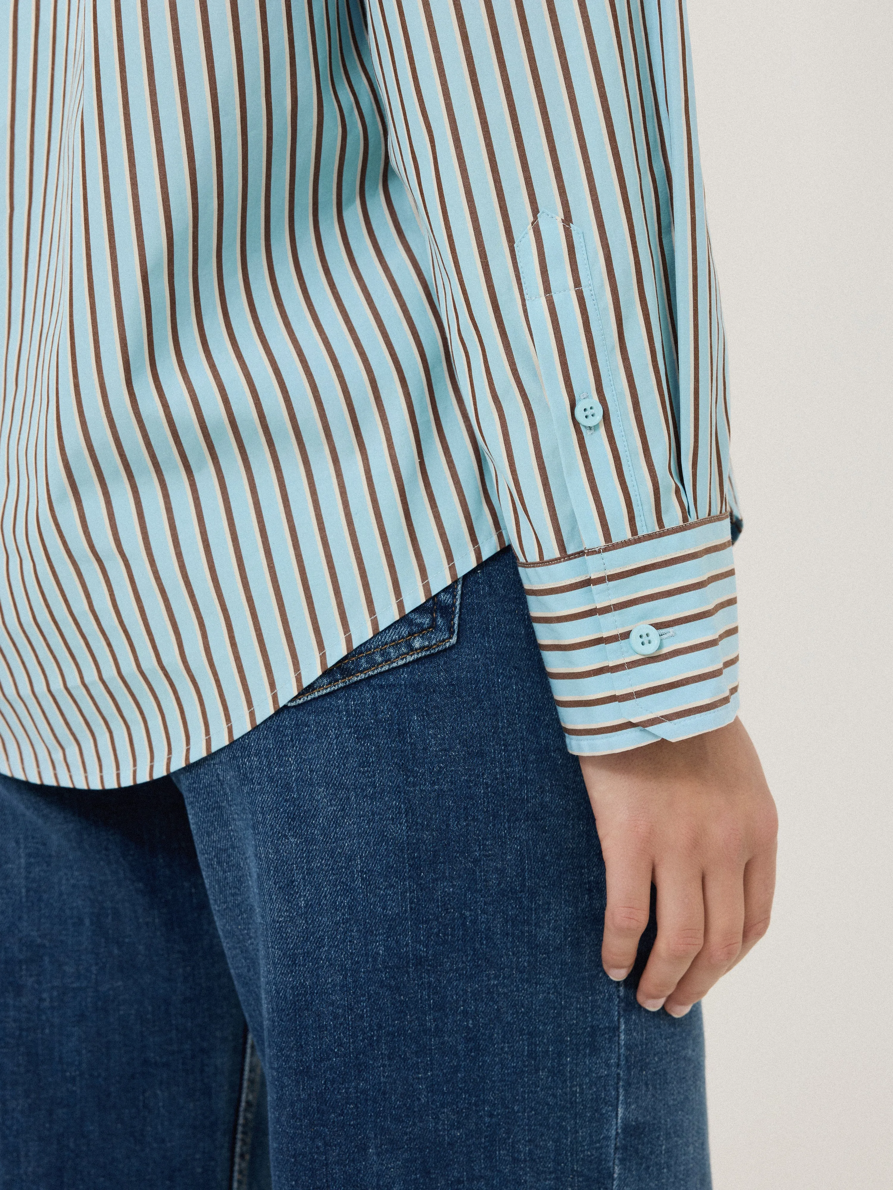 Cotton Stripe Shirt | Blue
