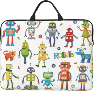 Cute Cartoon Robots 14in Laptop Case Sleeve Bag  Versatile Shoulder Messenger Briefcase, Designed for Business Travel