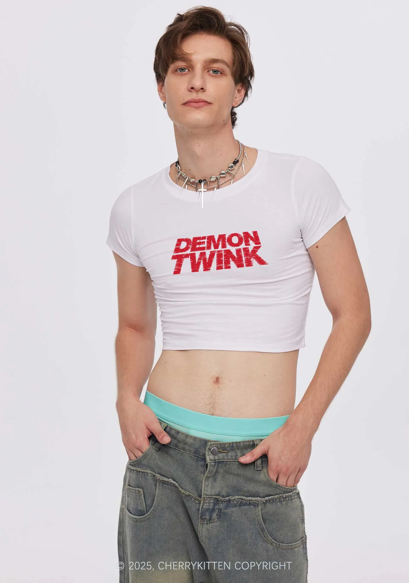 Demon Twink Pride Y2K Baby Tee Cherrykitten