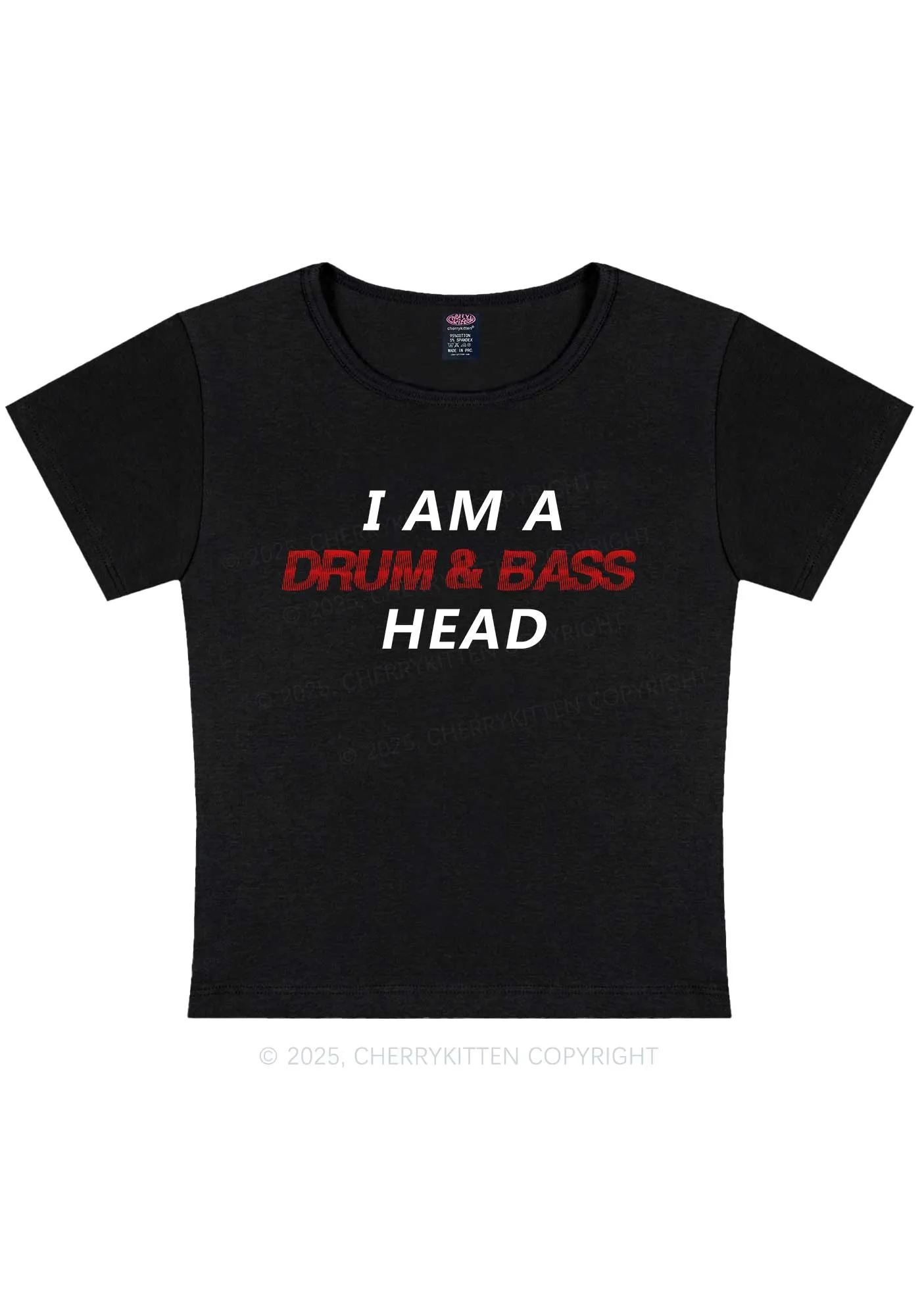Drum Bass Head Y2K Baby Tee Cherrykitten