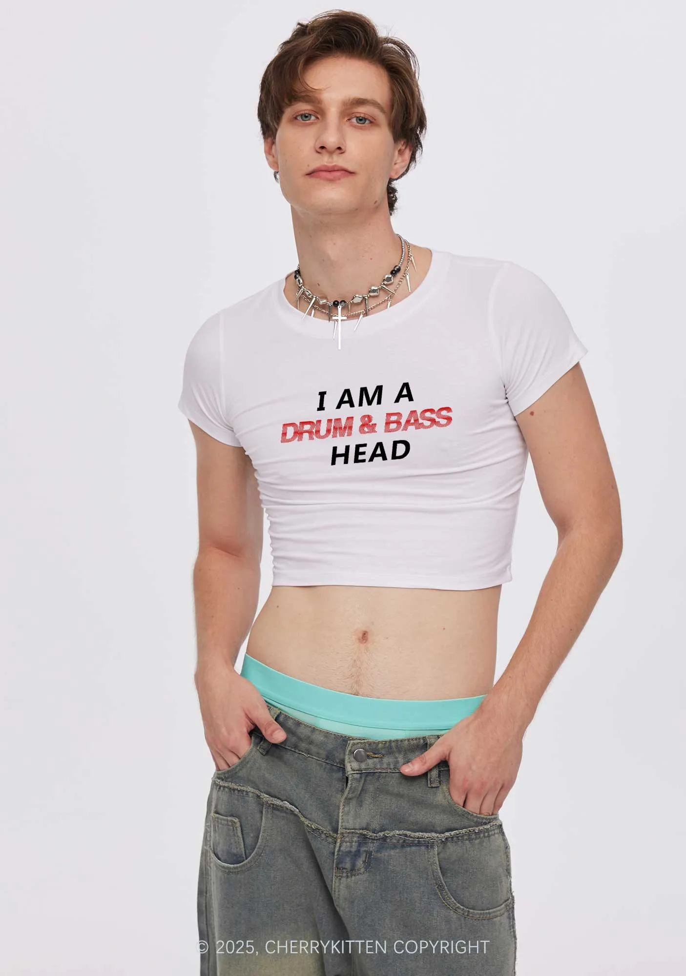 Drum Bass Head Y2K Baby Tee Cherrykitten