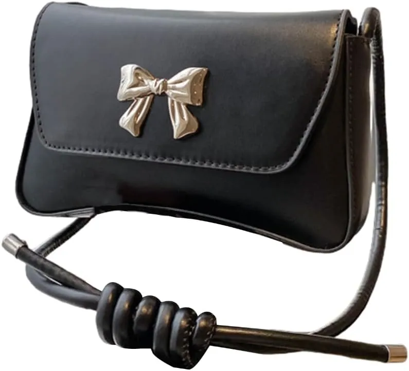 Elegant Shoulder Bag With Bowknot Decoration PU Leather Crossbody Purse Versatile Satchel Underarm Handbag For Women
