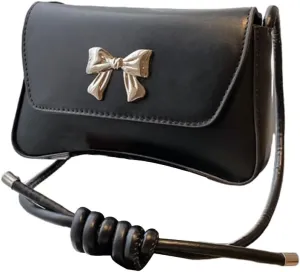 Elegant Shoulder Bag With Bowknot Decoration PU Leather Crossbody Purse Versatile Satchel Underarm Handbag For Women