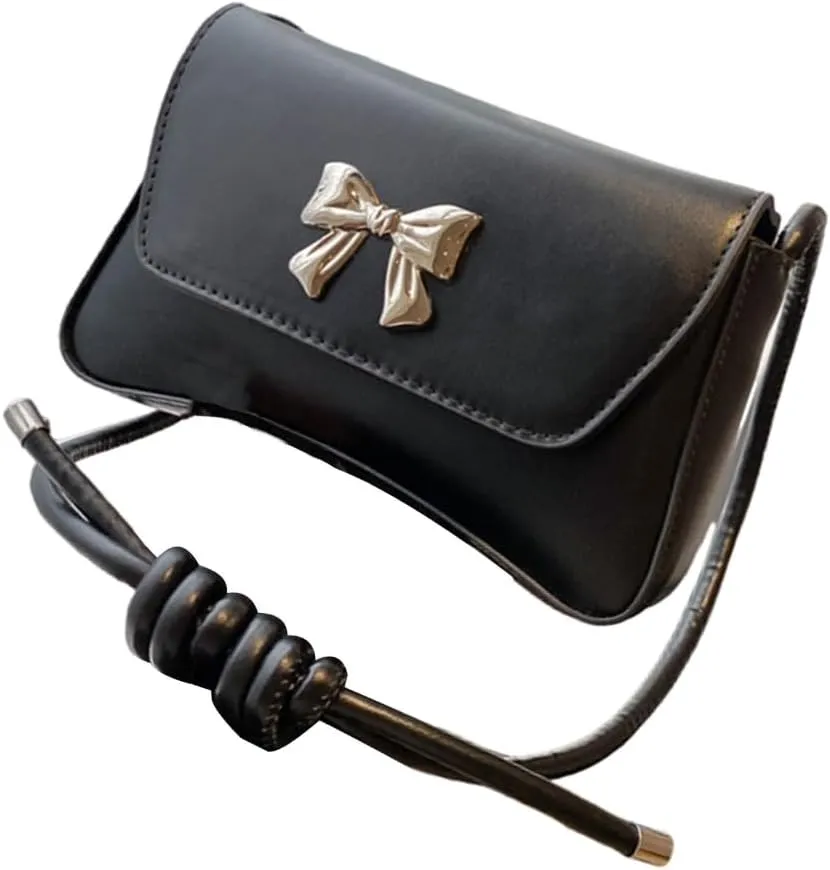 Elegant Shoulder Bag With Bowknot Decoration PU Leather Crossbody Purse Versatile Satchel Underarm Handbag For Women