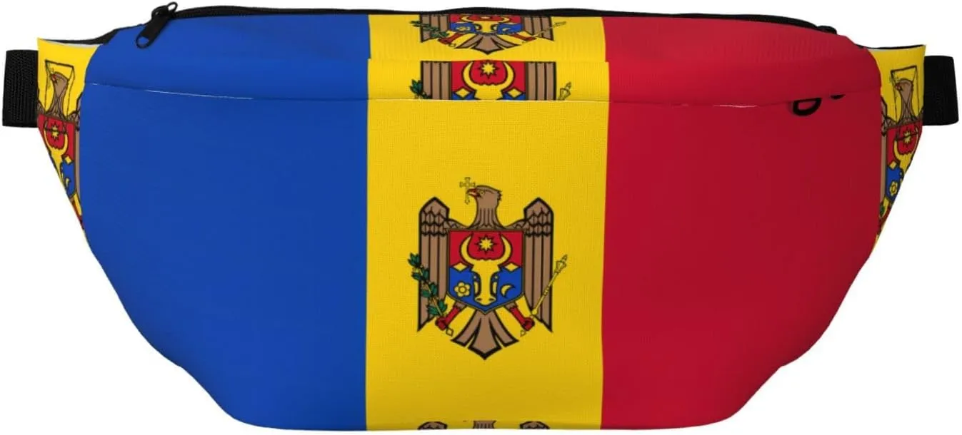 Flag Of Moldova Stylish Crossbody Waist Pack - Versatile And Compact Travel Pouch For Hands-Free Storage