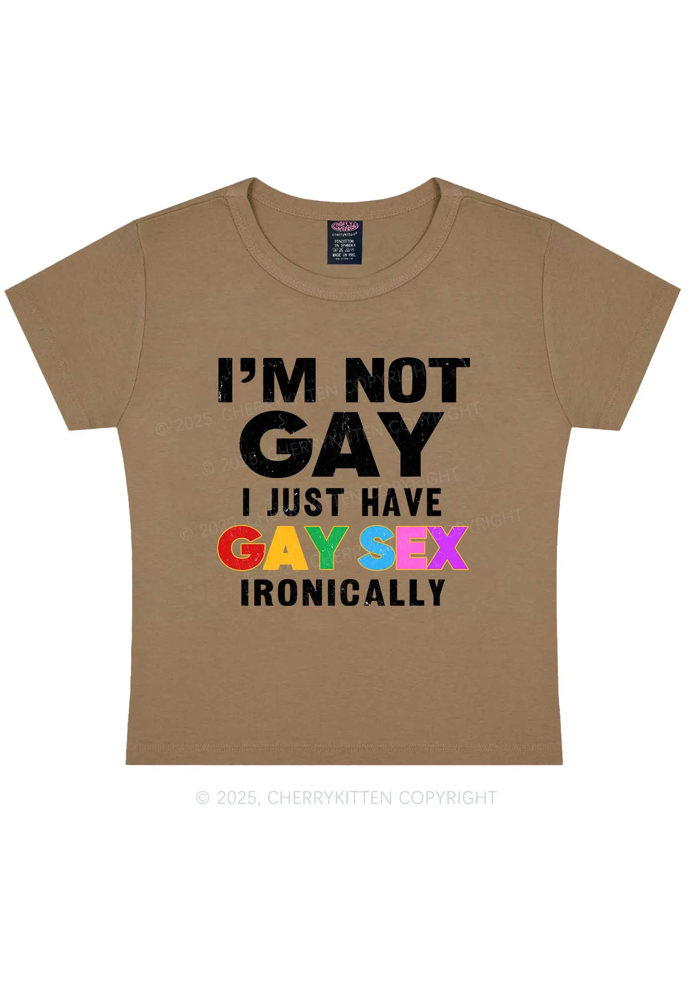 Gay Sx Ironically Pride Y2K Baby Tee Cherrykitten