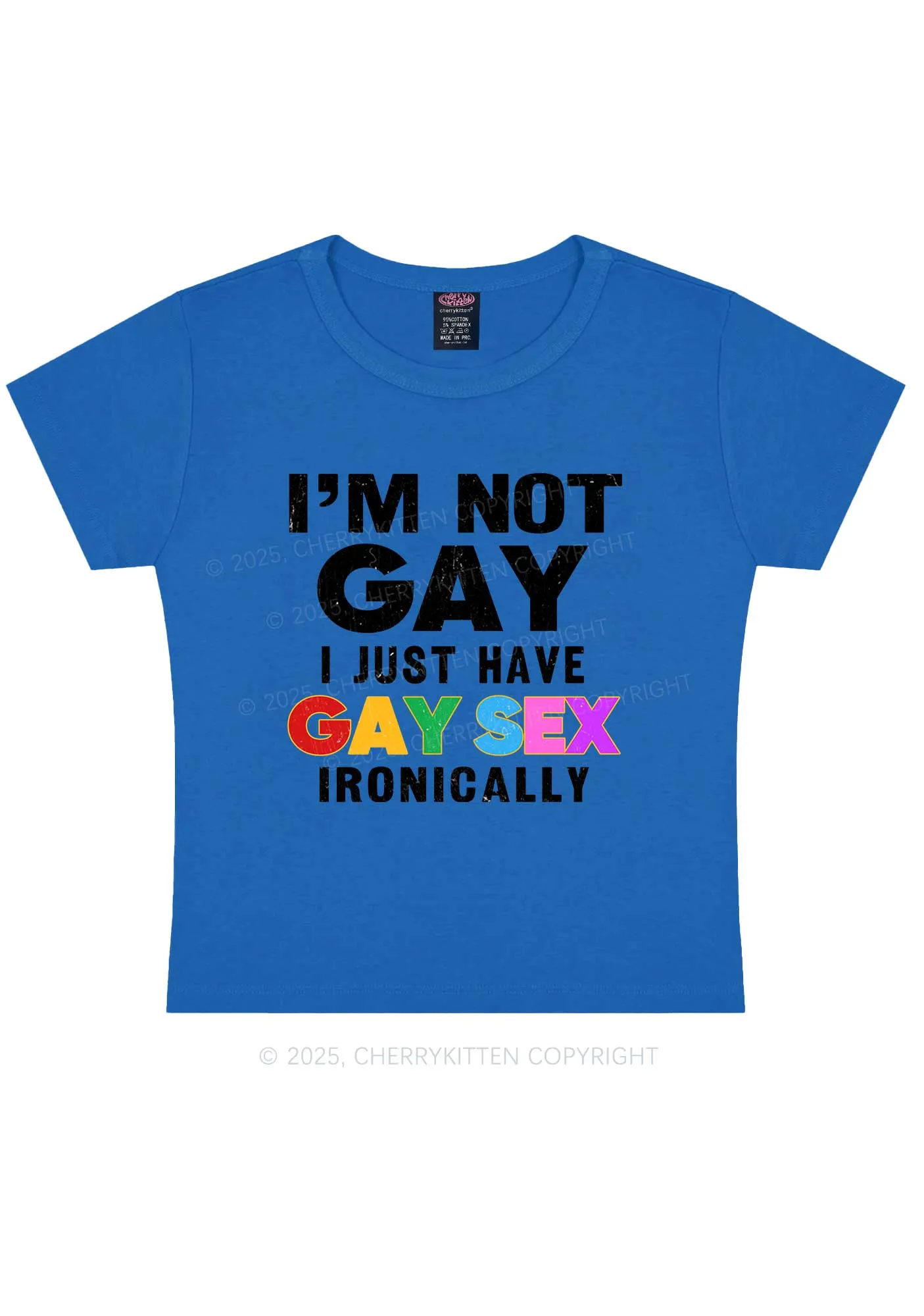 Gay Sx Ironically Pride Y2K Baby Tee Cherrykitten