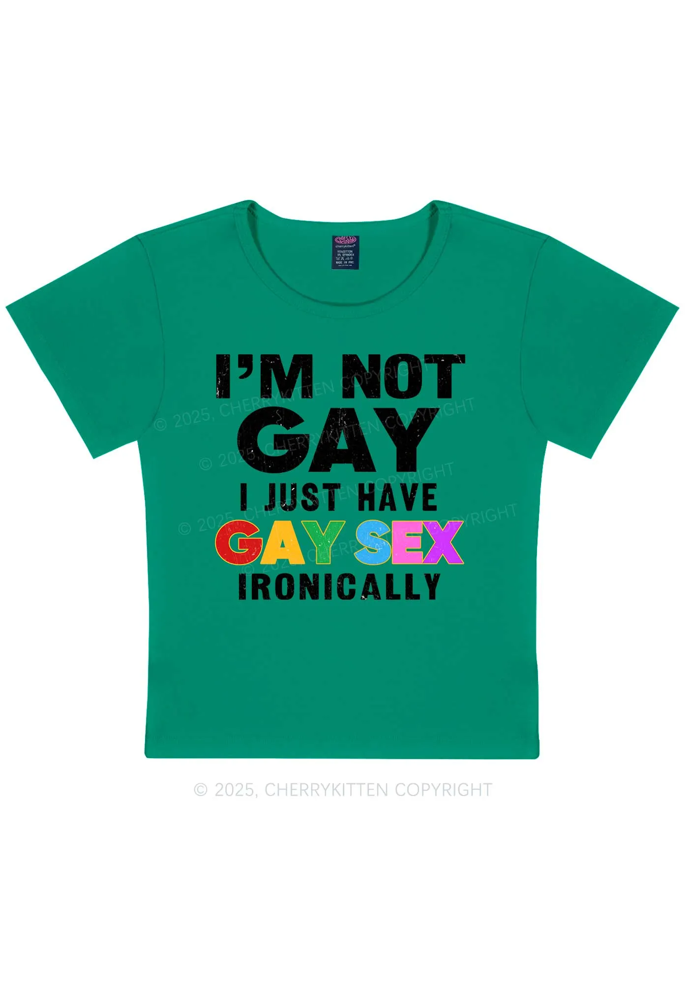 Gay Sx Ironically Pride Y2K Baby Tee Cherrykitten