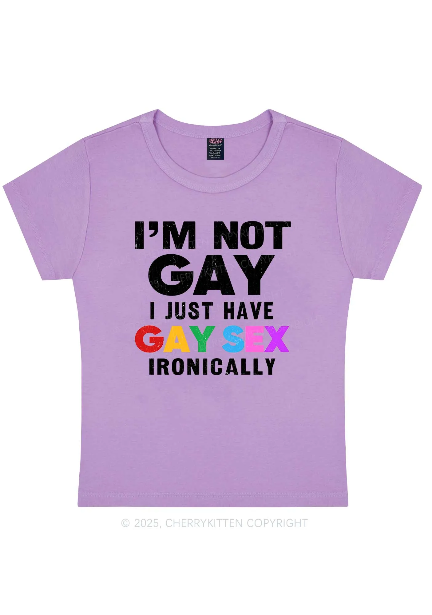 Gay Sx Ironically Pride Y2K Baby Tee Cherrykitten