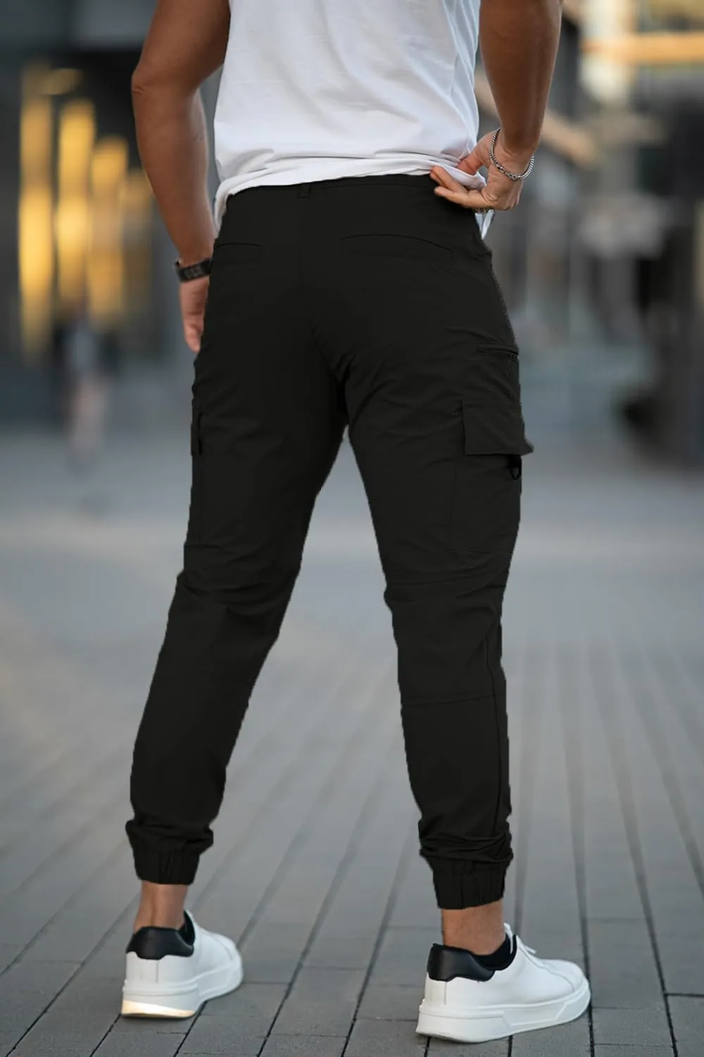 GINGTTO Mens Cargo Jogger Pants Slim Fit Stretch Zipper Pockets Thick Cotton Pants for Men