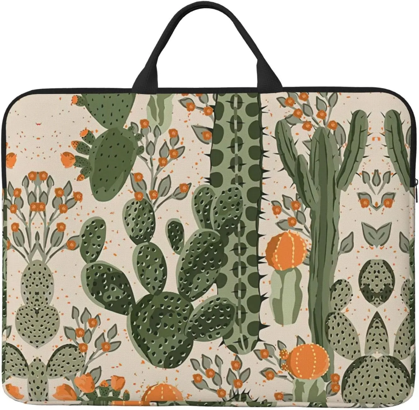 Green Cactus 14in Laptop Case Sleeve Bag  Versatile Shoulder Messenger Briefcase, Designed for Business Travel