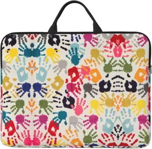 Hand Print 14in Laptop Case Sleeve Bag  Versatile Shoulder Messenger Briefcase, Designed for Business Travel