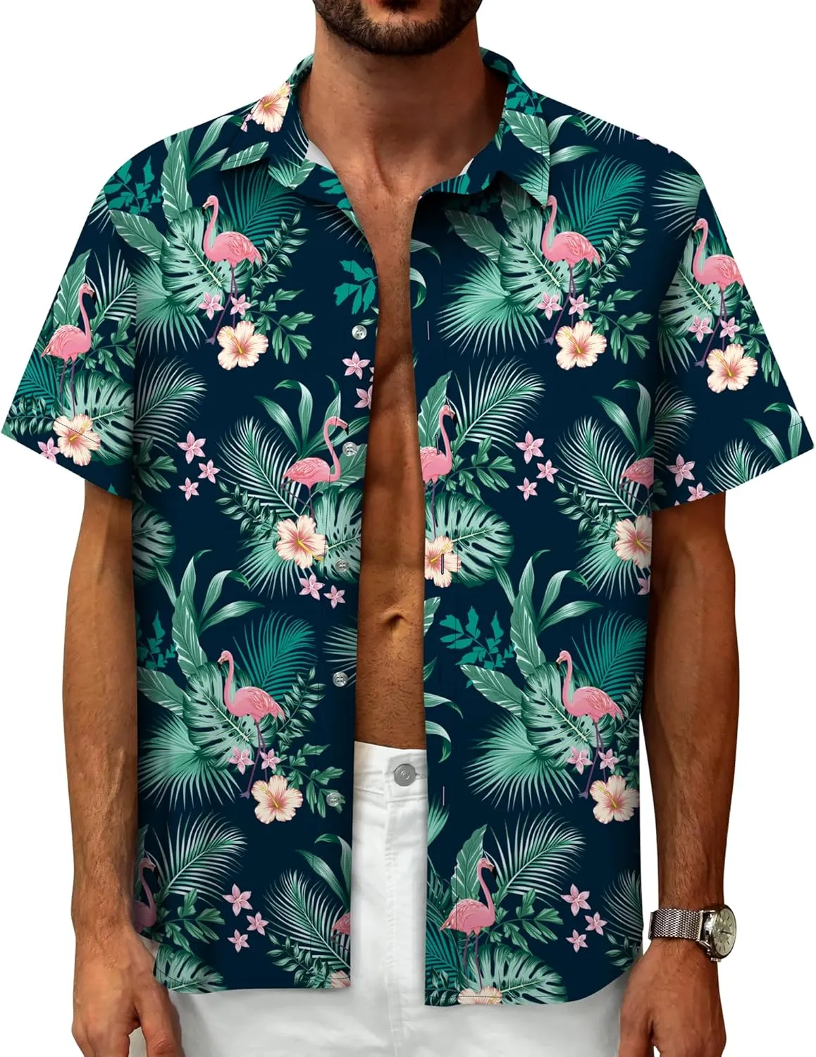 Hawaiian Shirt for Men Beach Shirts Summer Button Down Short Sleeve Tropical Tops Vacation Aloha Outfits Cruise Clothes