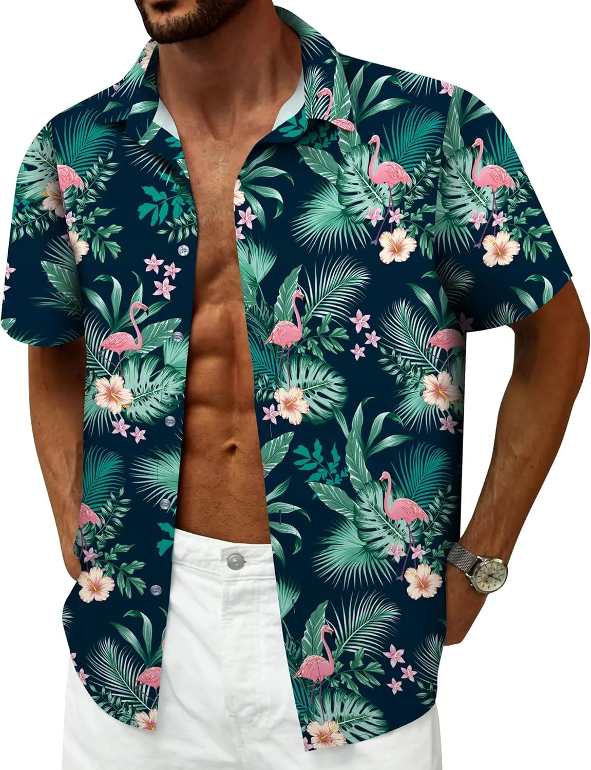 Hawaiian Shirt for Men Beach Shirts Summer Button Down Short Sleeve Tropical Tops Vacation Aloha Outfits Cruise Clothes