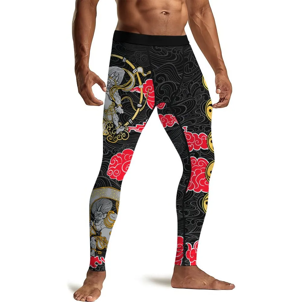 Japanese Raijin And Fujin Men's Compression Leggings
