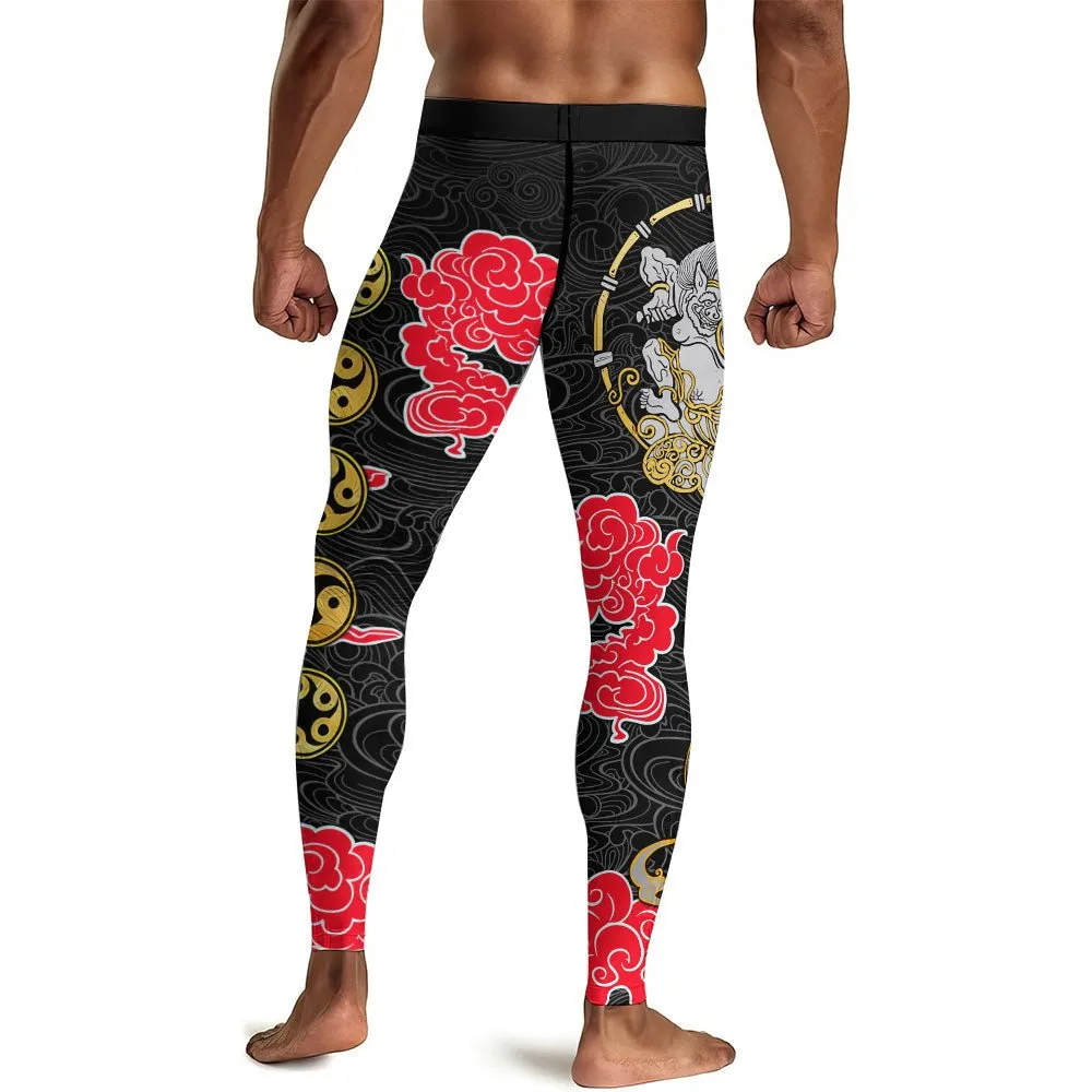 Japanese Raijin And Fujin Men's Compression Leggings