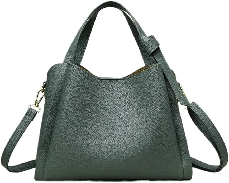 Ladies' Soft Leather Carrying Crossbody Bag, Versatile and Fashionable Bucket Shoulder Bag(Green)