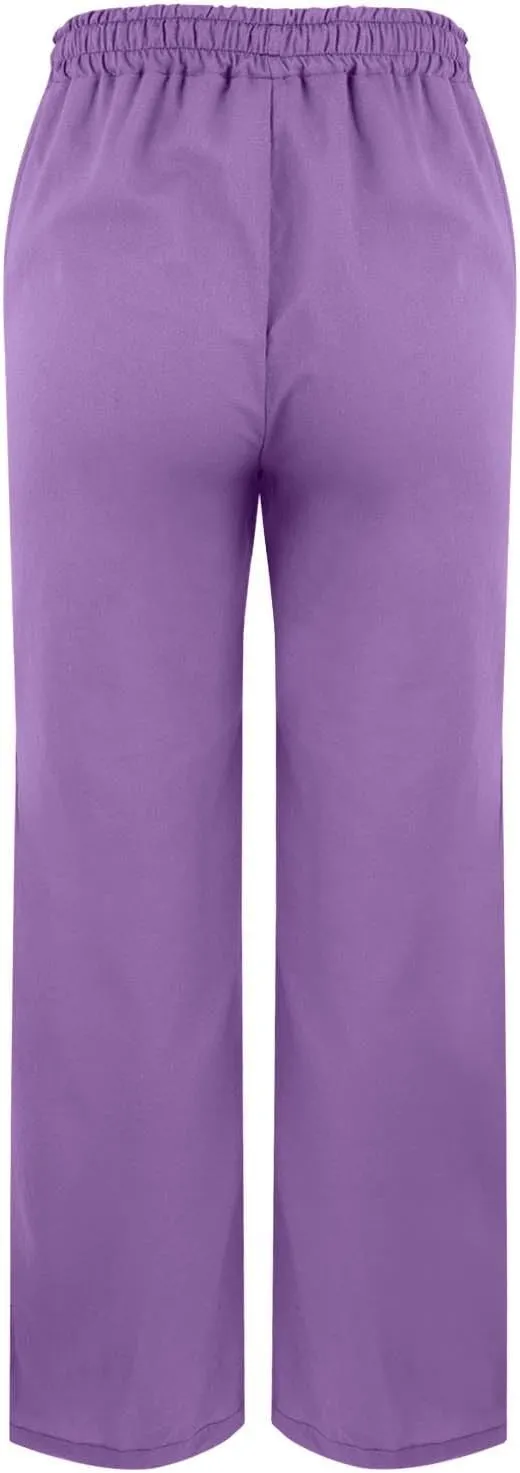 Linen Pants Women High Waisted Elastic Drawstring Beach Pants Casual Loose Lightweight Wide Leg Trousers with Pockets