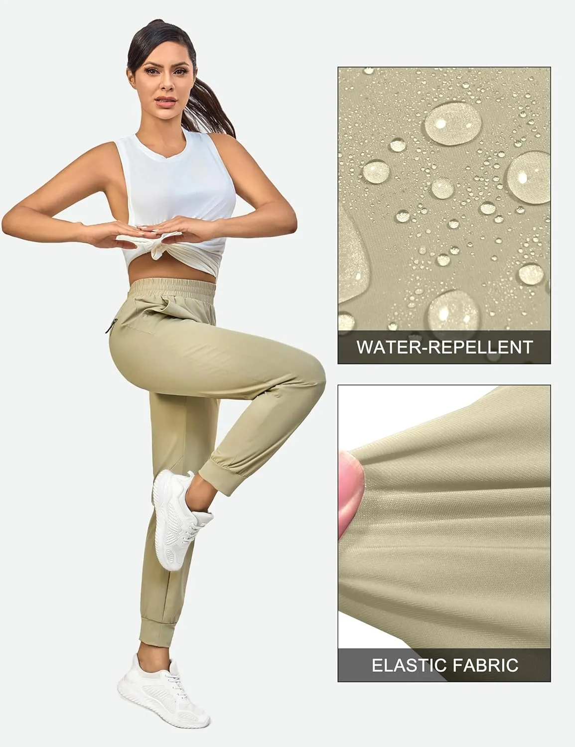 Little Donkey Andy Women's Stretch Joggers with Pockets, Quick-Dry Lightweight Running Pants for Women