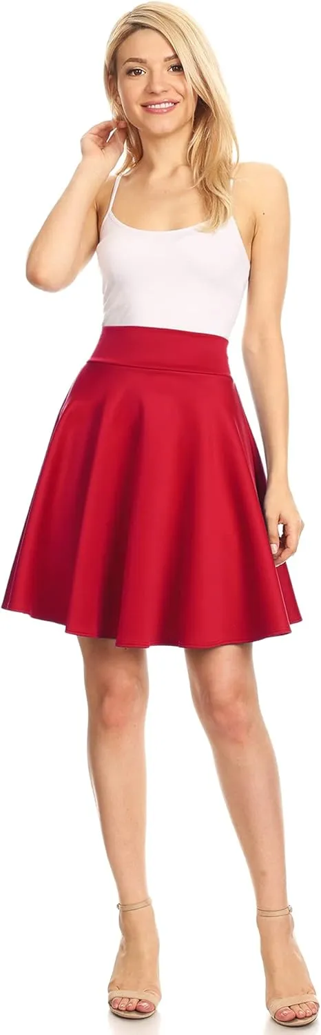 Made By Johnny Women's Basic Versatile Stretchy Flared Casual Mini Skater Skirt XS-3XL Plus Size