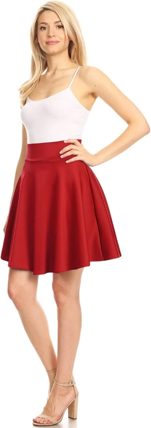 Made By Johnny Women's Basic Versatile Stretchy Flared Casual Mini Skater Skirt XS-3XL Plus Size