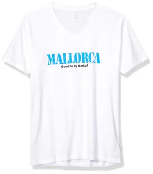 Marky G Apparel Men's Mallorca Graphic Printed Premium Fitted Sueded Short Sleeve V-Neck T-Shirt