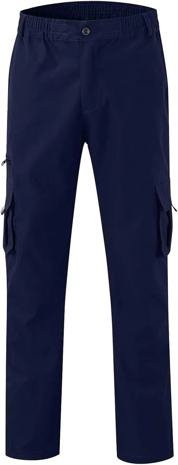 Men's Cargo Sweatpants Heavyweight Baggy Elastic Waist Athletic Jogger Pants Straight Leg Drawstring Trousers