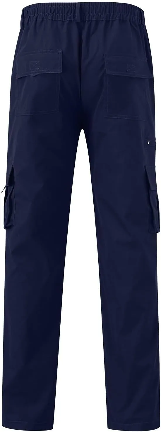 Men's Cargo Sweatpants Heavyweight Baggy Elastic Waist Athletic Jogger Pants Straight Leg Drawstring Trousers