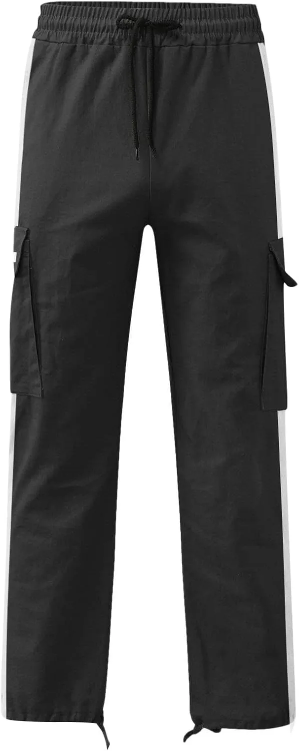 Men's Cargo Sweatpants Loose Fit Pants Joggers for Men with Multi Pockets Casual Drawstring Elastic Waist Stretch Cargo Pants