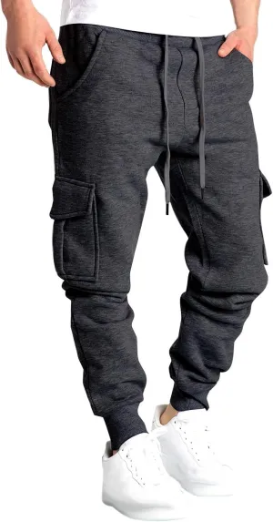 Mens Casual Cotton Sweatpants Solid Color Joggers Lounge Athletic Gym Pants Hiking Hunting Work Trousers