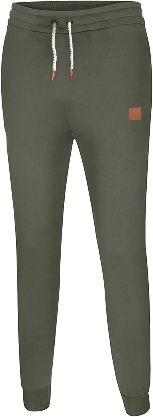 Mens Casual Pants Elastic Waist Drawstring Summer Cotton Jogger Pants, Cotton Linen Sports Beach Trousers with Pockets