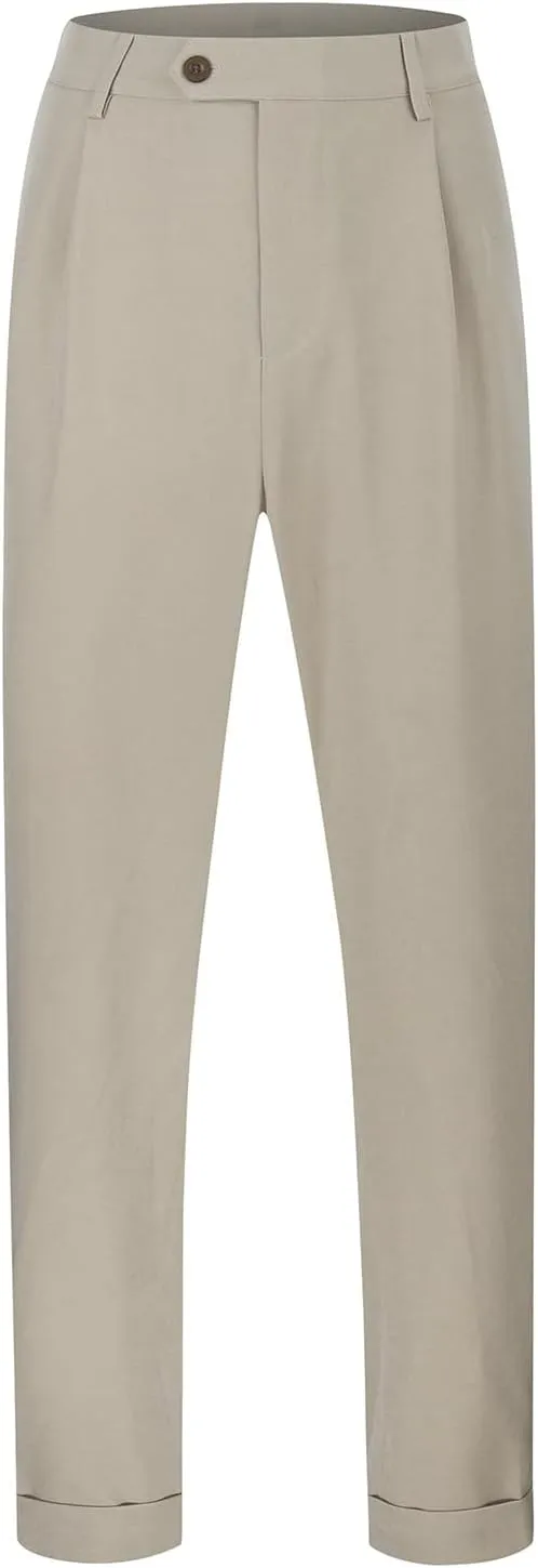 Mens Casual Pants Elastic Waist Loose Fit Lightweight Pleated Slacks Summer Beach Yoga Trousers, Tactical Pants for Men