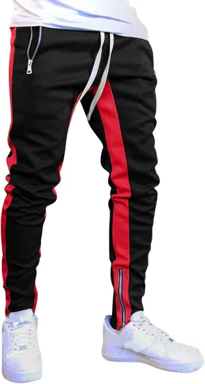Mens Drawstring Athletic Cargo Joggers Pants Slim Fit Stretch with Pockets Casual Hiking Trousers Gym Sweatpants