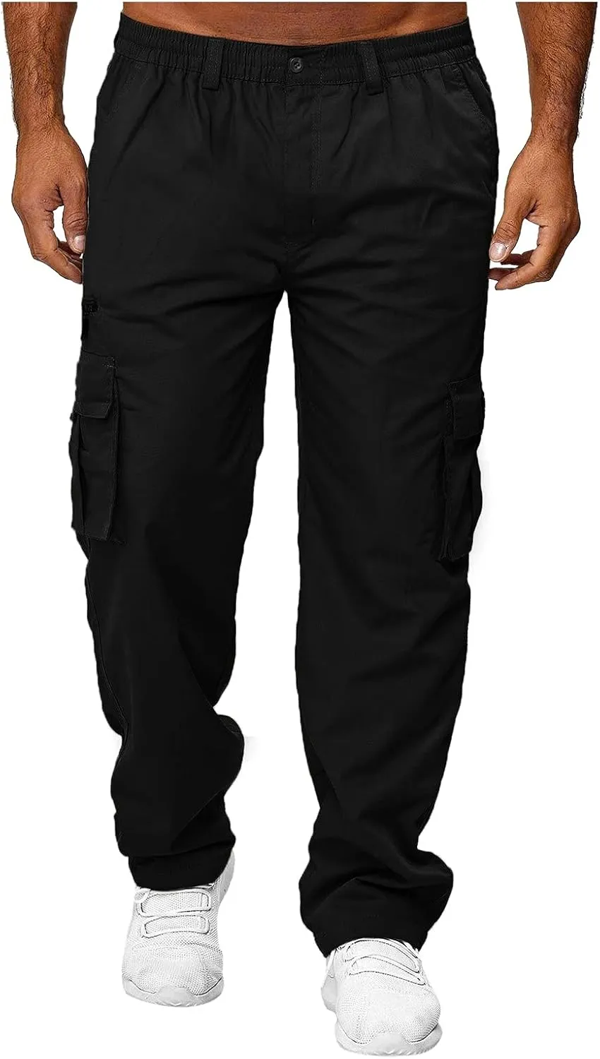 Men's Hiking Pants Straight Leg Trousers Stretch Cargo Pants Lightweight Outdoor Joggers Pants with Pocket