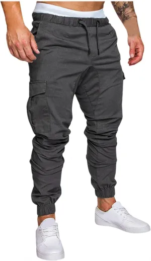Mens Outdoor Cargo Hiking Long Pants Slim Fit Workout Athleitc Joggers Running Sports Chino Fashion Sweatpants Trousers
