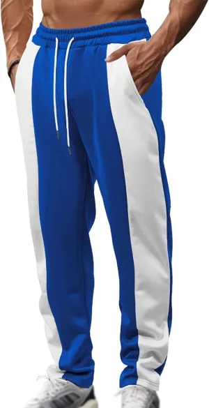 Mens Slim Fit Premium Track Pants Fashion Stripes Joggers Classic Fit Outdoor Sports Jogging Drawstring Waist Pants
