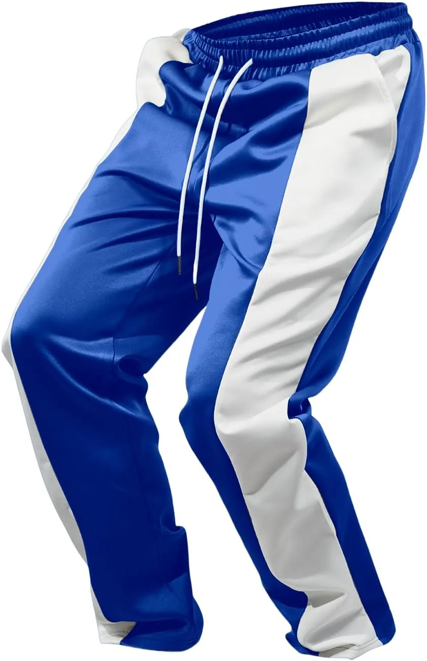 Mens Slim Fit Premium Track Pants Fashion Stripes Joggers Classic Fit Outdoor Sports Jogging Drawstring Waist Pants