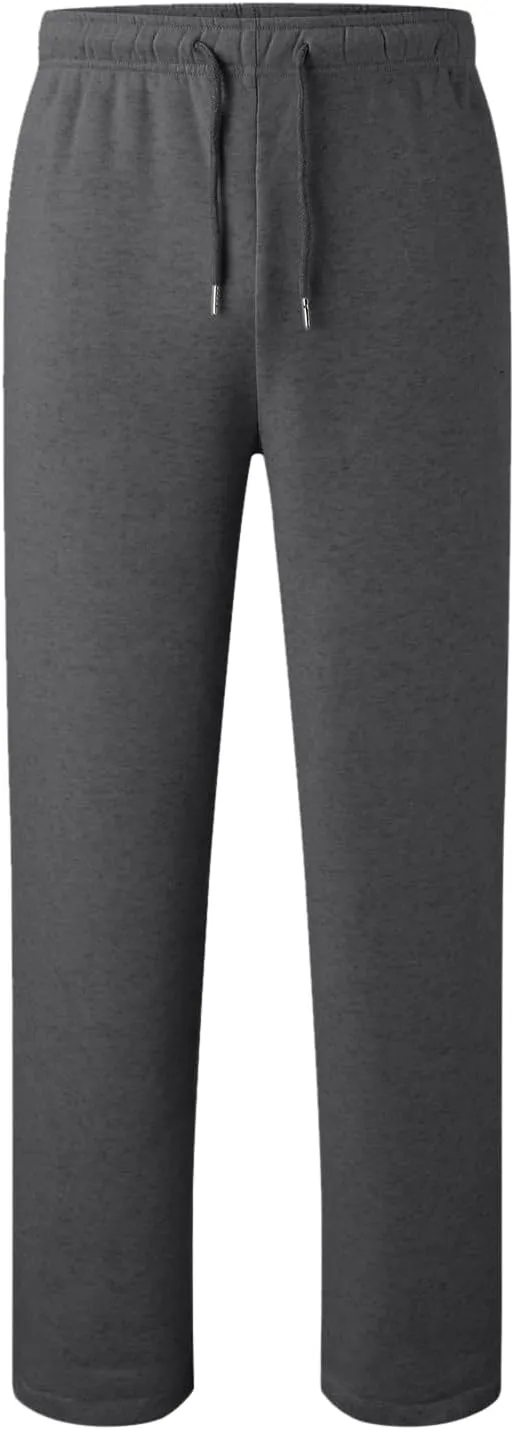 Mens Sweatpants Heavyweight Fleece Cargo Pants, Casual Stretch Elastic Waist Workout Jogger Wide Leg Drawstring Trousers